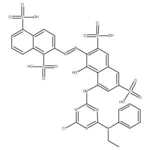 2-((8-((4-Chloro-6-(ethyl(phenyl)amino)-1,3,5-triazin-2-yl)amino)-1-hydroxy-3,6-disulfo-2-naphthalenyl)diazenyl)-1,5-naphthalenedisulfonic acid Structure
