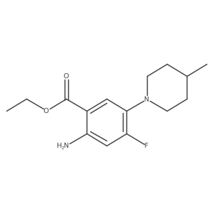 Ethyl 2-amino-4-fluoro-5-(4-methylpiperidin-1-yl)benzoate结构式