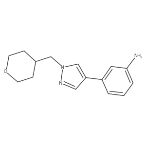 3-(1-((Tetrahydro-2H-pyran-4-yl)methyl)-1H-pyrazol-4-yl)aniline Structure