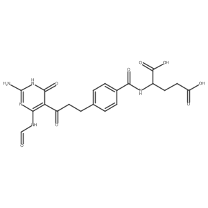 (2S)-2-[[4-[3-(2-amino-4-formamido-6-oxo-1H-pyrimidin-5-yl)-3-oxopropyl]benzoyl]amino]pentanedioic acid结构式