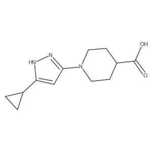 1-(5-Cyclopropyl-1H-pyrazol-3-yl)piperidine-4-carboxylic acid Structure