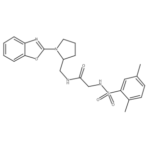N-((1-(benzo[d]oxazol-2-yl)pyrrolidin-2-yl)methyl)-2-(2,5-dimethylphenylsulfonamido)acetamide结构式