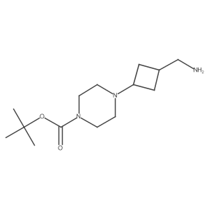 tert-Butyl 4-[3-(aminomethyl)cyclobutyl]piperazine-1-carboxylate结构式