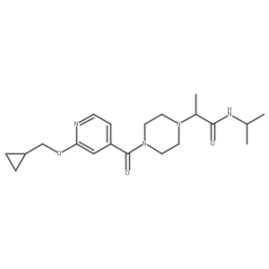2-(4-(2-(cyclopropylmethoxy)isonicotinoyl)piperazin-1-yl)-N-isopropylpropanamide Structure