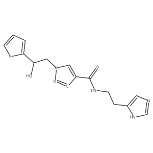 N-(2-(1H-imidazol-4-yl)ethyl)-1-(2-hydroxy-2-(thiophen-2-yl)ethyl)-1H-1,2,3-triazole-4-carboxamide结构式