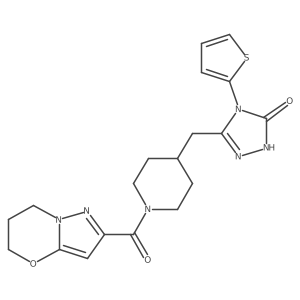 3-((1-(6,7-dihydro-5H-pyrazolo[5,1-b][1,3]oxazine-2-carbonyl)piperidin-4-yl)methyl)-4-(thiophen-2-yl)-1H-1,2,4-triazol-5(4H)-one Structure