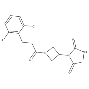 3-(1-(3-(2-Chloro-6-fluorophenyl)propanoyl)azetidin-3-yl)imidazolidine-2,4-dione结构式