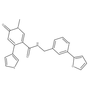 N-((2-(furan-2-yl)pyridin-4-yl)methyl)-1-methyl-6-oxo-4-(thiophen-3-yl)-1,6-dihydropyridine-3-carboxamide结构式