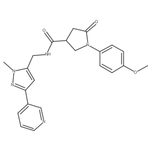 1-(4-methoxyphenyl)-N-((1-methyl-3-(pyridin-3-yl)-1H-pyrazol-5-yl)methyl)-5-oxopyrrolidine-3-carboxamide Structure
