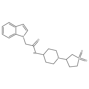 N-(1-(1,1-dioxidotetrahydrothiophen-3-yl)piperidin-4-yl)-2-(1H-indol-1-yl)acetamide结构式