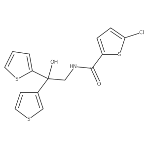 5-chloro-N-(2-hydroxy-2-(thiophen-2-yl)-2-(thiophen-3-yl)ethyl)thiophene-2-carboxamide结构式