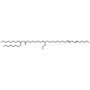 Heptadecan-9-yl 8-((2-hydroxyethyl)((9Z,12Z)-octadeca-9,12-dien-1-yl)amino)octanoate结构式