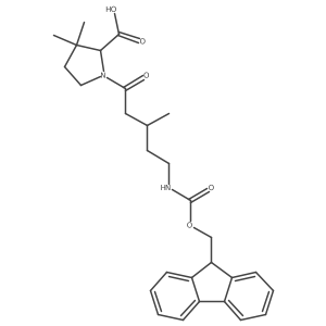 1-[5-({[(9H-fluoren-9-yl)methoxy]carbonyl}amino)-3-methylpentanoyl]-3,3-dimethylpyrrolidine-2-carboxylic acid Structure