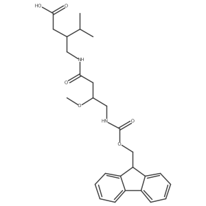 3-{[4-({[(9H-fluoren-9-yl)methoxy]carbonyl}amino)-3-methoxybutanamido]methyl}-4-methylpentanoic acid Structure