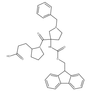 3-{1-[1-benzyl-3-({[(9H-fluoren-9-yl)methoxy]carbonyl}amino)pyrrolidine-3-carbonyl]pyrrolidin-2-yl}propanoic acid Structure