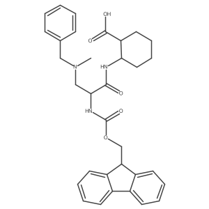 rac-(1R,2S)-2-{3-[benzyl(methyl)amino]-2-({[(9H-fluoren-9-yl)methoxy]carbonyl}amino)propanamido}cyclohexane-1-carboxylic acid结构式