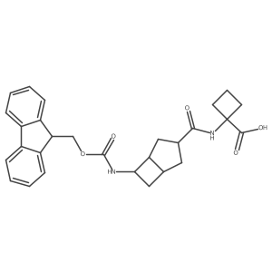 rac-1-[(1R,5R,6S)-6-({[(9H-fluoren-9-yl)methoxy]carbonyl}amino)bicyclo[3.2.0]heptane-3-amido]cyclobutane-1-carboxylic acid Structure