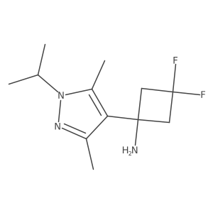 1-[3,5-dimethyl-1-(propan-2-yl)-1H-pyrazol-4-yl]-3,3-difluorocyclobutan-1-amine结构式
