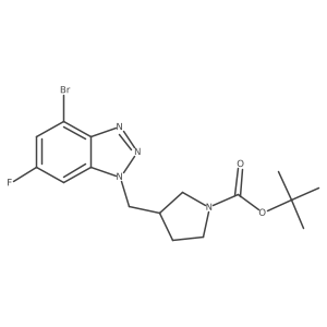 tert-butyl 3-[(4-bromo-6-fluoro-1H-1,2,3-benzotriazol-1-yl)methyl]pyrrolidine-1-carboxylate结构式