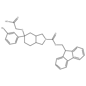 2-{[5-(3-bromophenyl)-2-{[(9H-fluoren-9-yl)methoxy]carbonyl}-octahydro-1H-isoindol-5-yl]oxy}acetic acid结构式