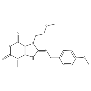 7-(2-methoxyethyl)-8-[(4-methoxyphenyl)methylimino]-3-methyl-5,9-dihydro-4H-purine-2,6-dione Structure