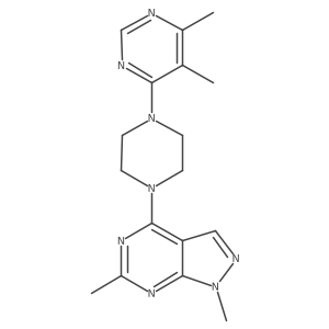 4-(4-{1,6-dimethyl-1H-pyrazolo[3,4-d]pyrimidin-4-yl}piperazin-1-yl)-5,6-dimethylpyrimidine Structure