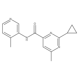 2-Cyclopropyl-6-methyl-N-(4-methylpyridin-3-yl)pyrimidine-4-carboxamide结构式