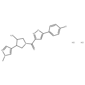 1-[5-(4-chlorophenyl)-1,2-oxazole-3-carbonyl]-4-(1-methyl-1H-pyrazol-4-yl)pyrrolidin-3-amine dihydrochloride Structure