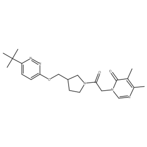 3-[2-(3-{[(6-Tert-butylpyridazin-3-yl)oxy]methyl}pyrrolidin-1-yl)-2-oxoethyl]-5,6-dimethyl-3,4-dihydropyrimidin-4-one结构式