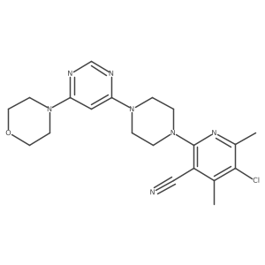 5-Chloro-4,6-dimethyl-2-{4-[6-(morpholin-4-yl)pyrimidin-4-yl]piperazin-1-yl}pyridine-3-carbonitrile结构式