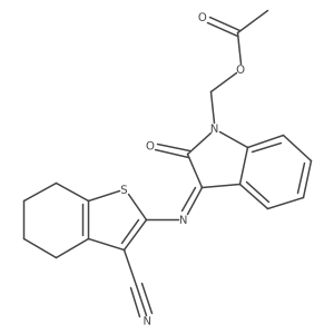 {(3Z)-3-[(3-cyano-4,5,6,7-tetrahydro-1-benzothiophen-2-yl)imino]-2-oxo-2,3-dihydro-1H-indol-1-yl}methyl acetate结构式
