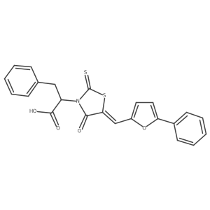 (Z)-2-(4-oxo-5-((5-phenylfuran-2-yl)methylene)-2-thioxothiazolidin-3-yl)-3-phenylpropanoic acid Structure