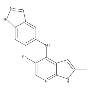 (5-bromo-2-iodo-1H-pyrrolo[2,3-b]pyridin-4-yl)-(1H-indazol-5-yl)-amine Structure
