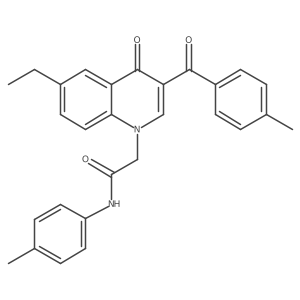 2-(6-ethyl-3-(4-methylbenzoyl)-4-oxoquinolin-1(4H)-yl)-N-(p-tolyl)acetamide结构式