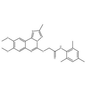 2-((8,9-dimethoxy-2-methyl-[1,2,4]triazolo[1,5-c]quinazolin-5-yl)thio)-N-mesitylacetamide结构式