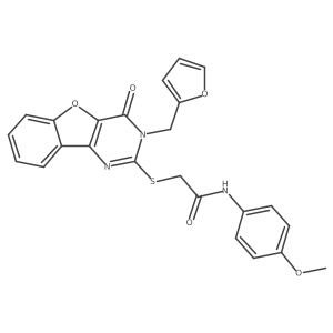 2-((3-(furan-2-ylmethyl)-4-oxo-3,4-dihydrobenzofuro[3,2-d]pyrimidin-2-yl)thio)-N-(4-methoxyphenyl)acetamide结构式