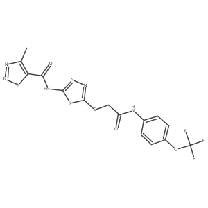4-methyl-N-(5-((2-oxo-2-((4-(trifluoromethoxy)phenyl)amino)ethyl)thio)-1,3,4-thiadiazol-2-yl)-1,2,3-thiadiazole-5-carboxamide结构式