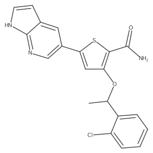 3-[1-(2-Chloro-phenyl)-ethoxy]-5-(1h-pyrrolo[2,3-b]pyridin-5-yl)-thiophene-2-carboxamide结构式