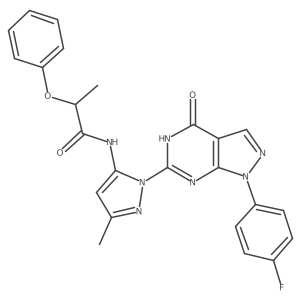 N-(1-(1-(4-fluorophenyl)-4-oxo-4,5-dihydro-1H-pyrazolo[3,4-d]pyrimidin-6-yl)-3-methyl-1H-pyrazol-5-yl)-2-phenoxypropanamide Structure