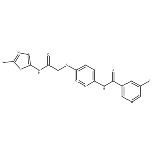 3-fluoro-N-(6-((2-((5-methyl-1,3,4-thiadiazol-2-yl)amino)-2-oxoethyl)thio)pyridazin-3-yl)benzamide结构式
