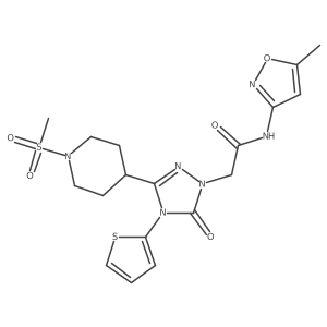 N-(5-methylisoxazol-3-yl)-2-(3-(1-(methylsulfonyl)piperidin-4-yl)-5-oxo-4-(thiophen-2-yl)-4,5-dihydro-1H-1,2,4-triazol-1-yl)acetamide Structure