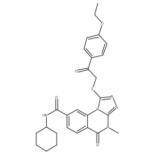 N-cyclohexyl-1-((2-(4-ethoxyphenyl)-2-oxoethyl)thio)-4-methyl-5-oxo-4,5-dihydro-[1,2,4]triazolo[4,3-a]quinazoline-8-carboxamide结构式