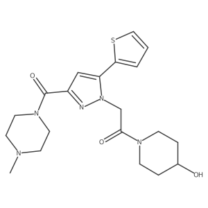 1-(4-hydroxypiperidin-1-yl)-2-(3-(4-methylpiperazine-1-carbonyl)-5-(thiophen-2-yl)-1H-pyrazol-1-yl)ethanone Structure