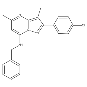 N-benzyl-2-(4-chlorophenyl)-3,5-dimethylpyrazolo[1,5-a]pyrimidin-7-amine结构式