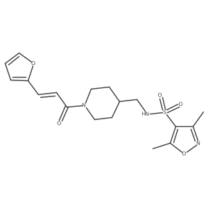 (E)-N-((1-(3-(furan-2-yl)acryloyl)piperidin-4-yl)methyl)-3,5-dimethylisoxazole-4-sulfonamide结构式