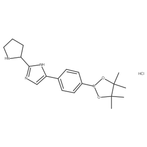 (S)-2-(pyrrolidin-2-yl)-5-(4-(4,4,5,5-tetramethyl-[1,3,2]dioxaborolan-2-yl)phenyl)-1H-imidazole hydrochloride Structure