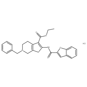 Ethyl 2-(benzofuran-2-carboxamido)-6-benzyl-4,5,6,7-tetrahydrothieno[2,3-c]pyridine-3-carboxylate hydrochloride Structure