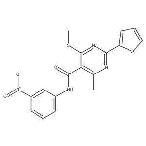 2-(furan-2-yl)-4-methyl-6-(methylsulfanyl)-N-(3-nitrophenyl)pyrimidine-5-carboxamide结构式