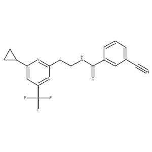 3-cyano-N-(2-(4-cyclopropyl-6-(trifluoromethyl)pyrimidin-2-yl)ethyl)benzamide结构式