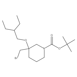 Tert-butyl 3-(bromomethyl)-3-(2-ethylbutoxy)piperidine-1-carboxylate结构式